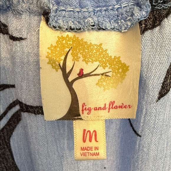 Fig and Flower Blue Floral Boho Blouse Medium | Peasant Top Cottagecore - Picture 2 of 7